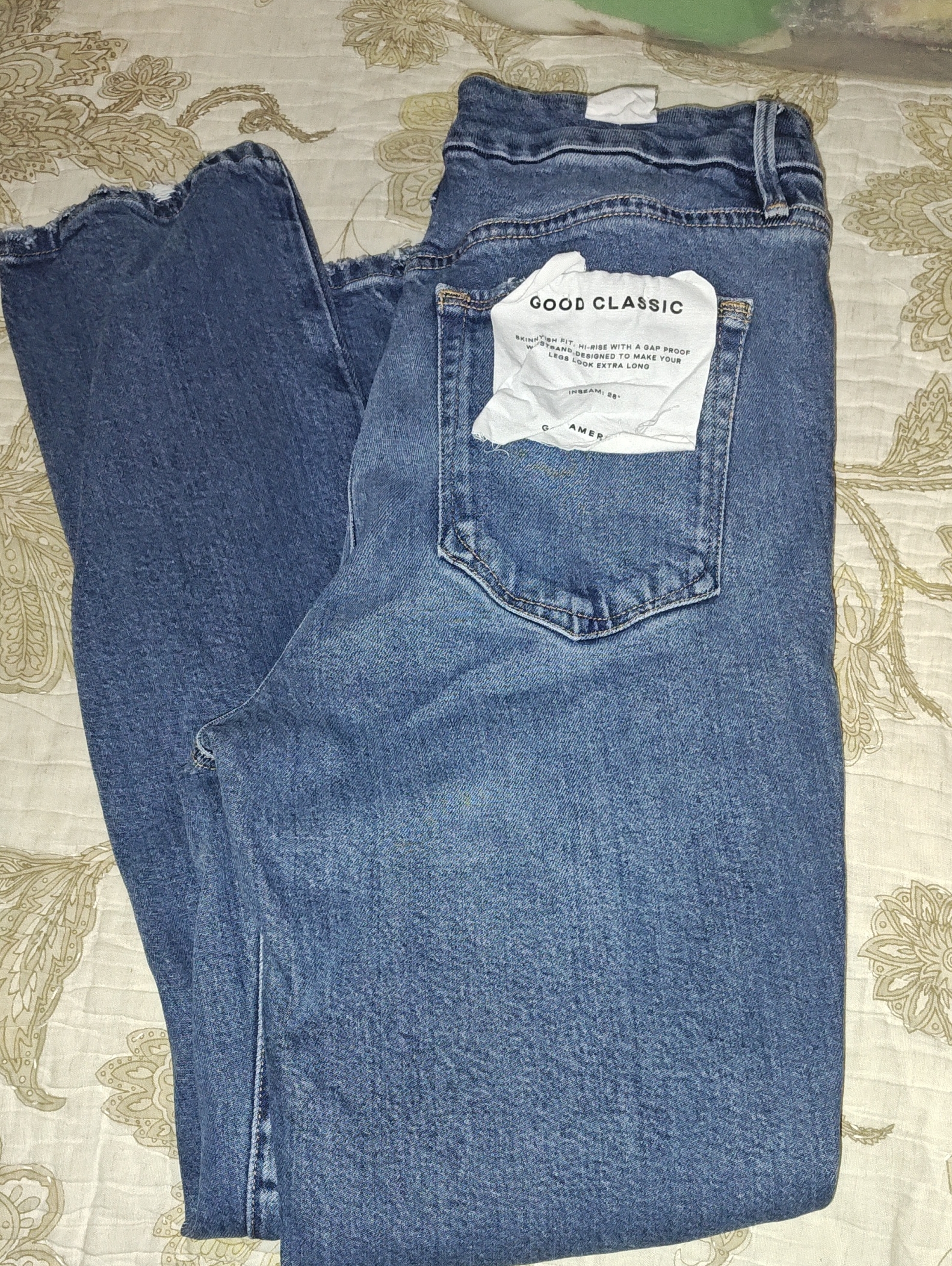 Good American Good Classic Skinnyish High Rise Ripped Jeans